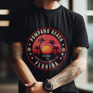 T-shirt Pompano Beach Floride Retro Sunset Souvenir 80s