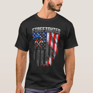 T-shirt Pompier 4 juillet Drapeau américain Patriotique Fi