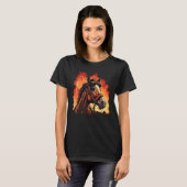 T-shirt Pompier à cheval sur cheval de pompier (Devant entier)