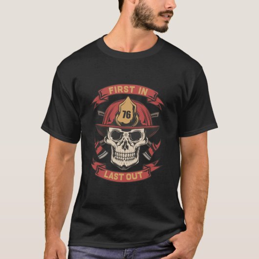 T-shirt Pompier à crâne en Dernier (Devant)
