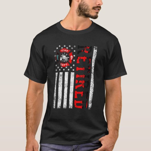 T-shirt Pompier à la retraite American Flag Funny Retireme (Devant)