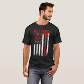 T-shirt Pompier à la retraite Thin Red Line Hache Drapeau (Devant entier)