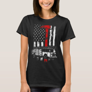 T-shirt Pompier American Fire Truck rouge Ax pompier US