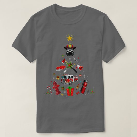 T-shirt Pompier Arbre de Noël Arbre de Noël Fête 2 (Design devant)