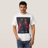 T-shirt Pompier avec Arrière - plan foncé (Devant entier)