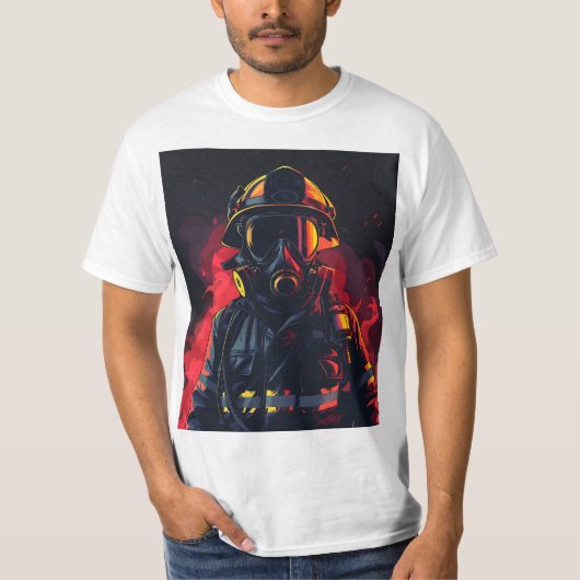 T-shirt Pompier avec Arrière - plan foncé (Devant)