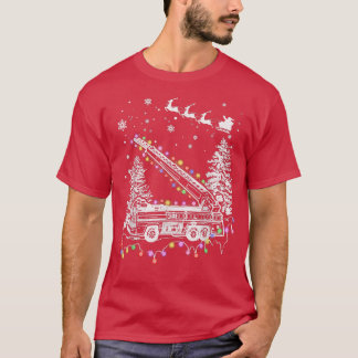 T-shirt Pompier Camion d'incendie équitation Xmas Arbre lu