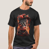 T-shirt Pompier Chat Kitten Casque pompier (Devant)