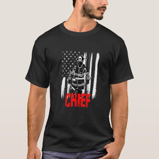 T-shirt Pompier Chef - Pompier Avec Drapeau Cadeau (Devant)