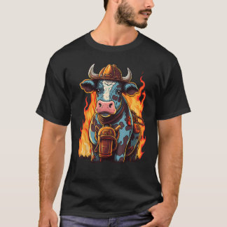 T-shirt Pompier de bétail sur vache pompier