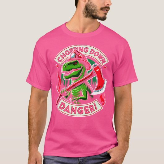 T-shirt Pompier Dinosaur T Rex Flames de combat (Devant)