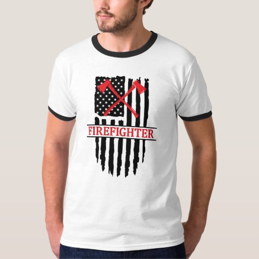 T-shirt Pompier, Drapeau Américain (Devant)