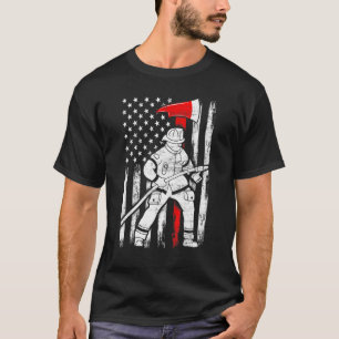 T-shirt Pompier Drapeau américain Patriotique US Fireman 4