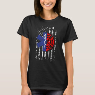 T-shirt Pompier EMT Pompier EMT Drapeau américain Cadeau