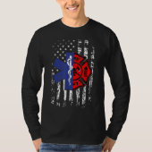 T-shirt Pompier EMT Pompier EMT Drapeau américain Cadeau (Devant)