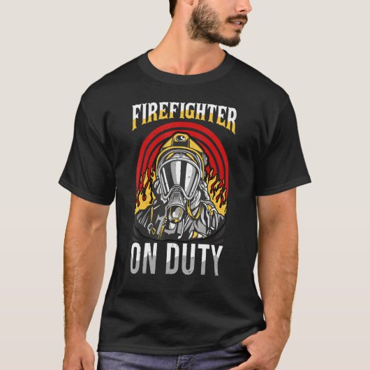 T-shirt Pompier en service Firemen Masque Visage Secourir  (Devant)