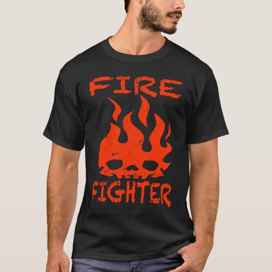 T-shirt Pompier Feu Face Flames Fighter Fighter Fi (Devant)