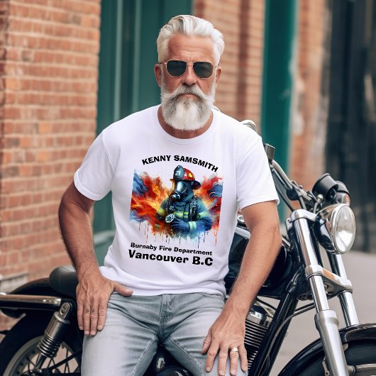 T-shirt Pompier héroïque au milieu des flammes vives