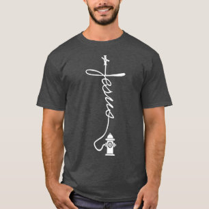 T-shirt Pompier Jésus Dieu chrétien Foi Foi Feu