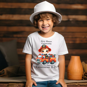 T-shirt Pompier joyeux dans un camion lumineux