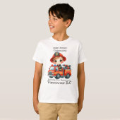 T-shirt Pompier joyeux dans un camion lumineux (Devant entier)