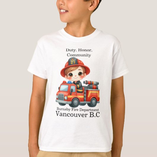 T-shirt Pompier joyeux dans un camion lumineux (Devant)