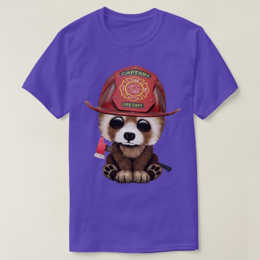 T-shirt Pompier mignon Bébé Rouge Panda (Design devant)