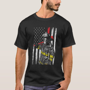 T-shirt Pompier patriotique Américain USA Drapeau pompier 