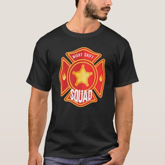 T-shirt Pompier Pompier Pompier Pompier Night Shift Squad (Devant)