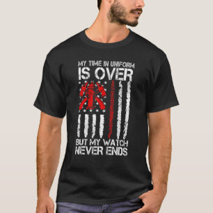 T-shirt Pompier retraité Mince ligne rouge Retraite