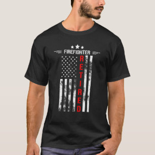 T-shirt Pompier Retraité US Drapeau mince Red Line Retrait