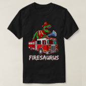 T-shirt Pompier Saurus Camion pompier Dinosaure T R (Design devant)
