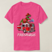 T-shirt Pompier Saurus Camion pompier Dinosaure T R (Design devant)