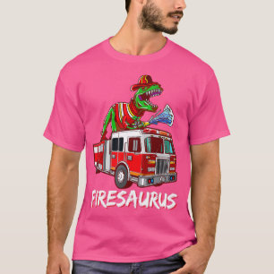 T-shirt Pompier Saurus Camion pompier Dinosaure T R