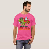 T-shirt Pompier Saurus Camion pompier Dinosaure T R (Devant entier)