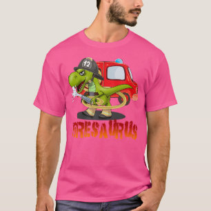 T-shirt Pompier Saurus Camion pompier Dinosaure T R