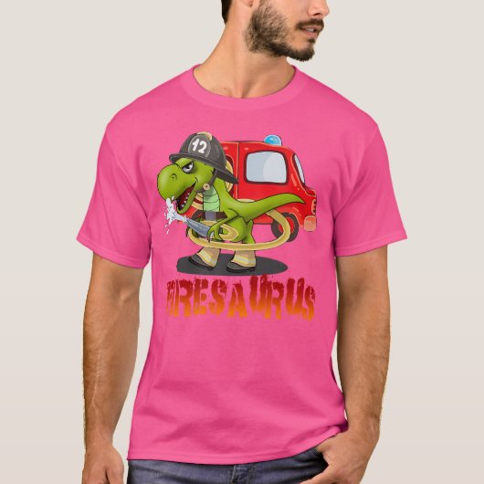 T-shirt Pompier Saurus Camion pompier Dinosaure T R (Devant)