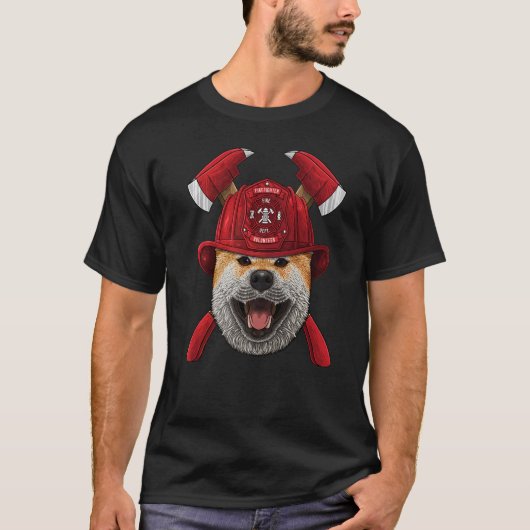 T-shirt Pompier Shiba Inu Fireman Garçons Enfants Fire Res (Devant)