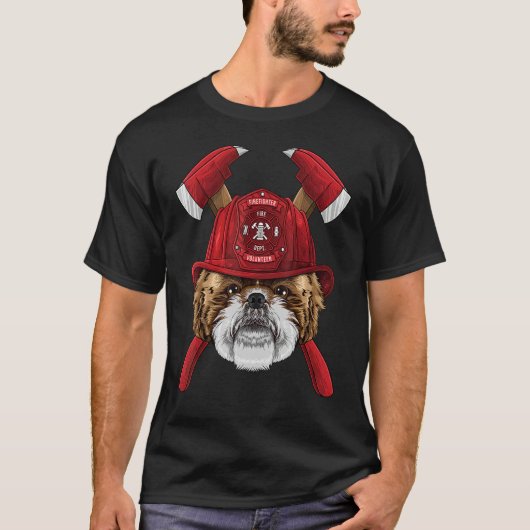 T-shirt Pompier Shih Tzu Fireman Boys Enfants Secourt ince (Devant)