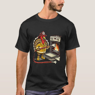 T-shirt Pompier Turquie Drôle Thanksgiving Animal Four