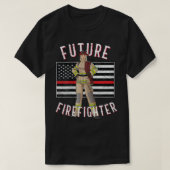 T-shirt Pompière ligne rouge fine pour futurs pompiers (Design devant)