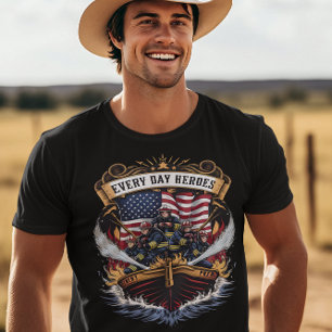 T-shirt Pompiers combattant les flammes