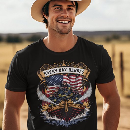 T-shirt Pompiers combattant les flammes