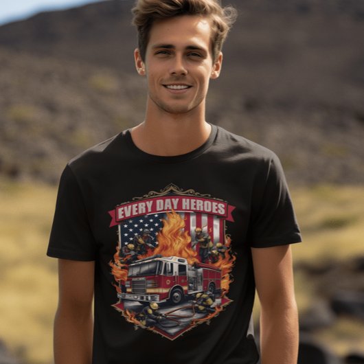 T-shirt Pompiers combattant les flammes