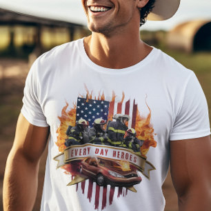 T-shirt Pompiers Épargnant Une Voiture En Flammes