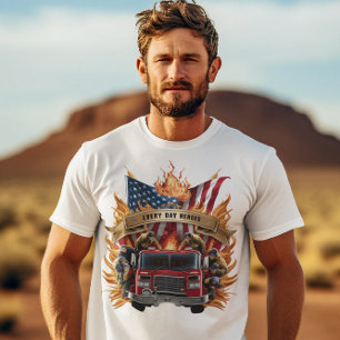 T-shirt Pompiers Sous Le Drapeau