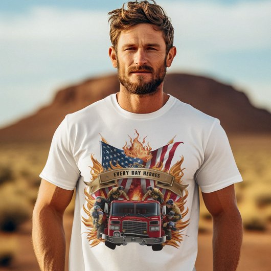 T-shirt Pompiers Sous Le Drapeau