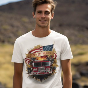 T-shirt Pompiers Sous Le Drapeau