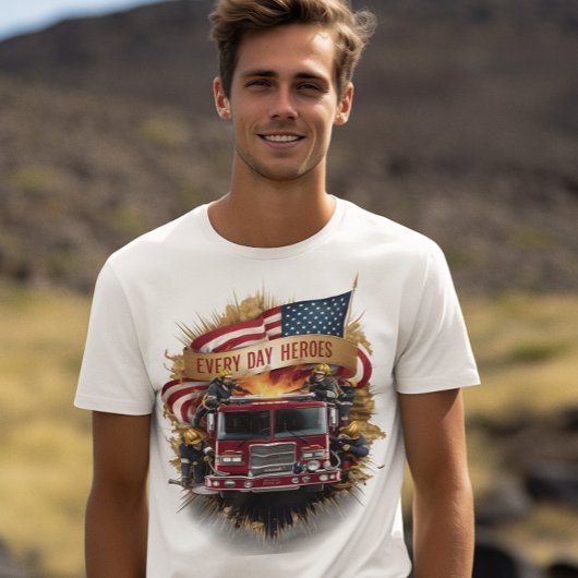 T-shirt Pompiers Sous Le Drapeau