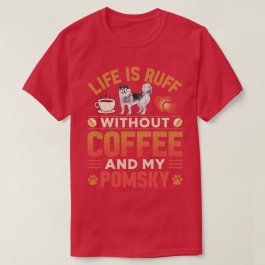 T-shirt Pomsky Chien Et Café (Design devant)